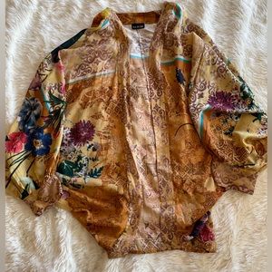 Open front Saachi/Anthropologie cropped floral cocoon cardigan